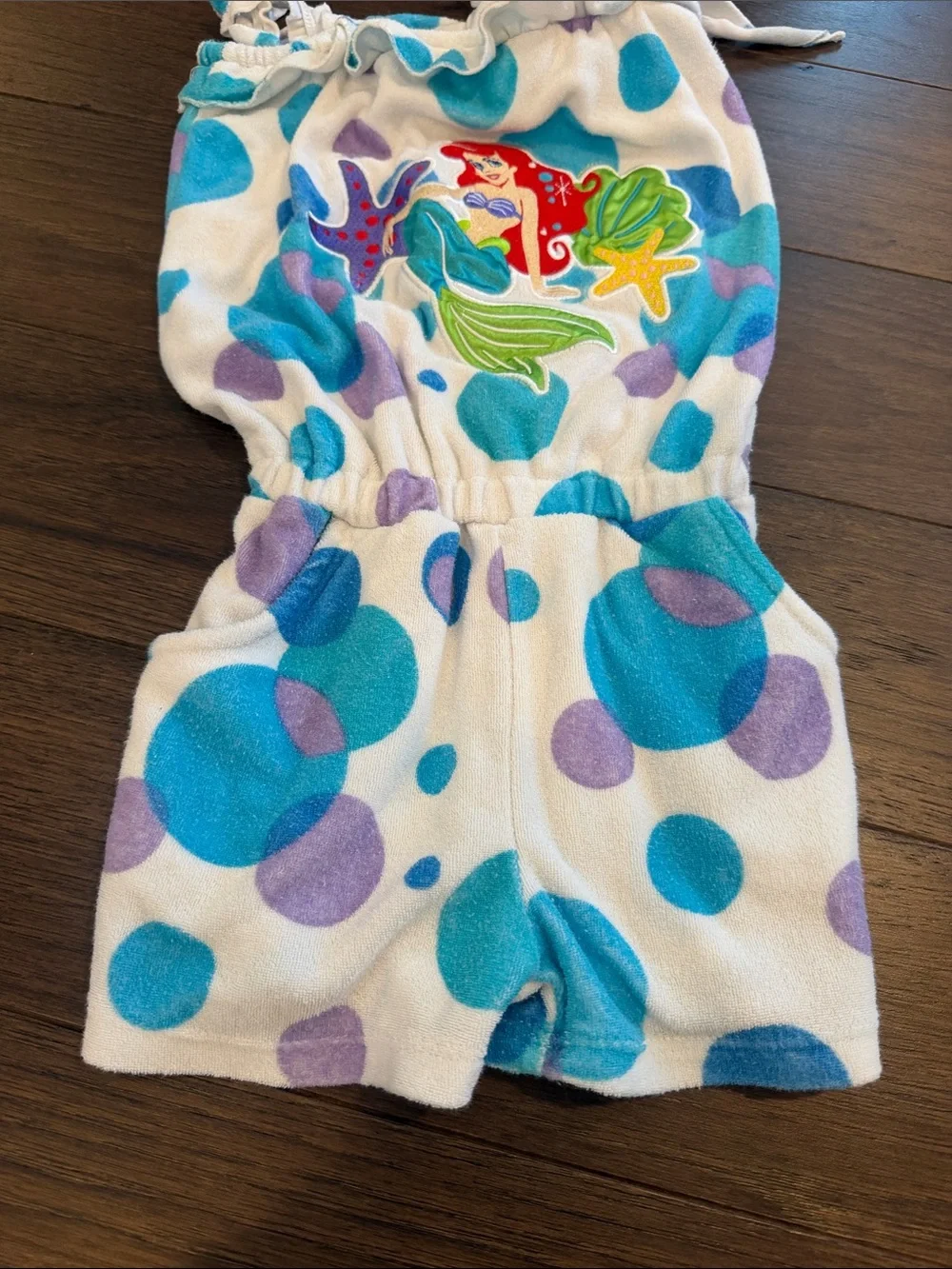 Disney Little Mermaid Terry Hooded Romper Size 5/6 - C34-087